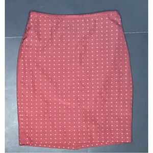 Burnt Orange Embroidered Polka Dot Pencil Skirt 6 8 Whimsical Goblin Core Geek